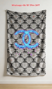 Chanel Luxury Flannel Sofa Throw Blanket with Art Print Wall Hanging Decor IMG_7289